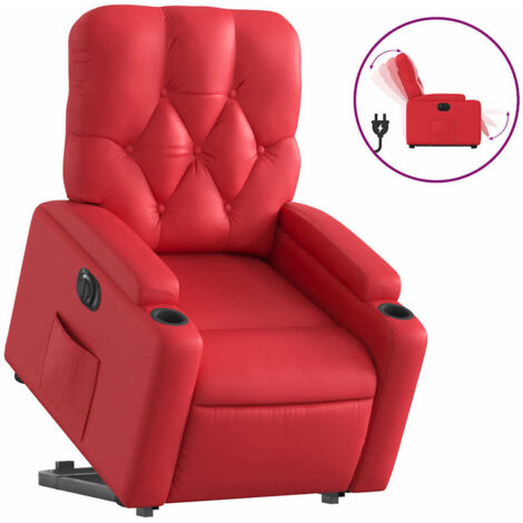 Fauteuil relax  Fauteuil inclinable électrique rouge similicuir