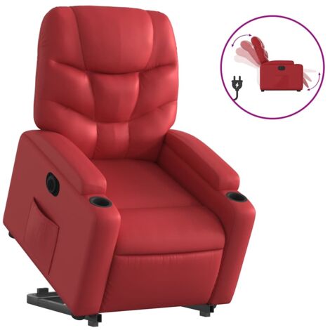 Fauteuil relax  Fauteuil inclinable électrique rouge similicuir