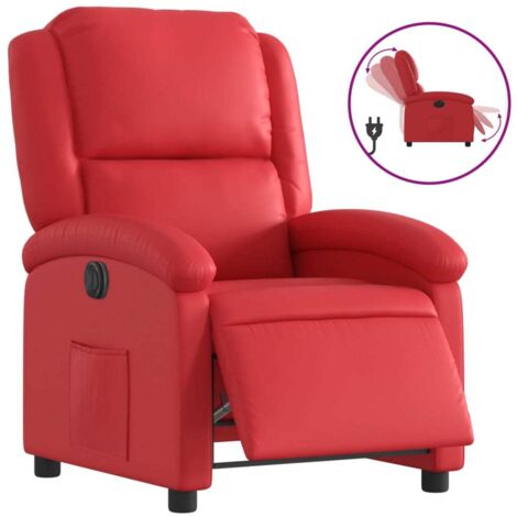 Fauteuil relax  Fauteuil inclinable électrique Rouge Similicuir