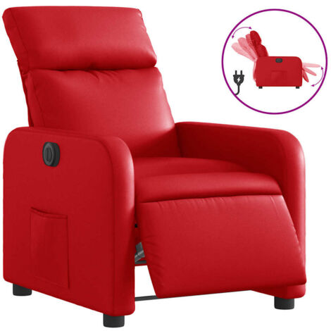 Fauteuil relax  Fauteuil inclinable électrique Rouge Similicuir