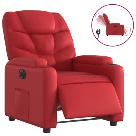 Fauteuil relax  Fauteuil inclinable électrique Rouge Similicuir