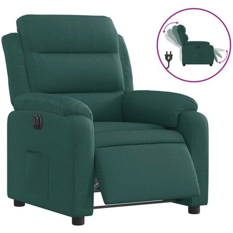 Fauteuil relax  Fauteuil inclinable électrique Vert foncé Tissu