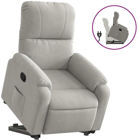 Fauteuil relax  Fauteuil inclinable gris clair tissu microfibre