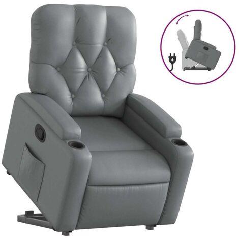 Fauteuil relax Fauteuil inclinable Gris Similicuir