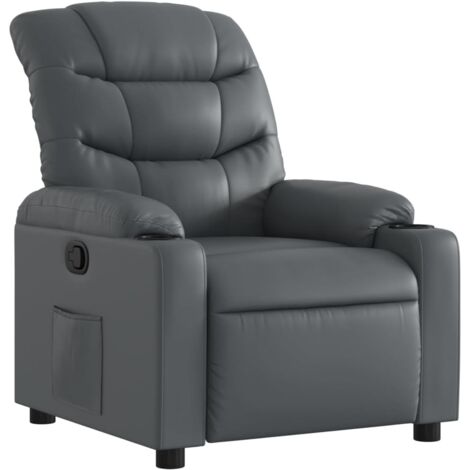 Fauteuil relax Fauteuil inclinable Gris Similicuir