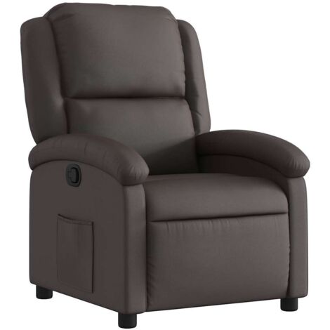Fauteuil relax  Fauteuil inclinable marron foncé cuir véritable