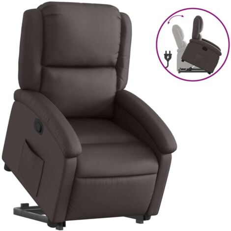 Fauteuil relax  Fauteuil inclinable marron foncé cuir véritable