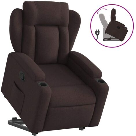 Fauteuil relax  Fauteuil inclinable marron foncé tissu