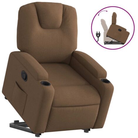 Fauteuil relax  Fauteuil inclinable Marron Tissu