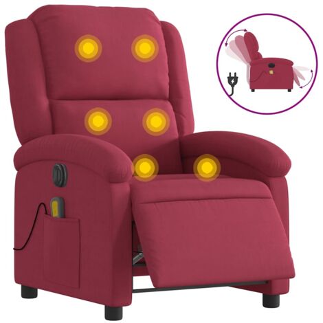 Fauteuil relax  Fauteuil inclinable massage électrique rouge bordeaux velours