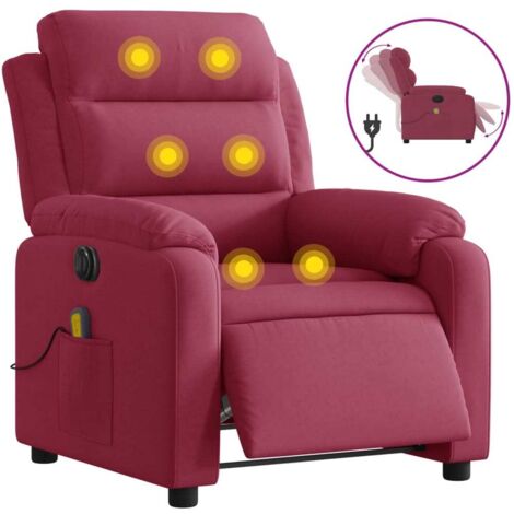 Fauteuil relax  Fauteuil inclinable massage électrique rouge bordeaux velours
