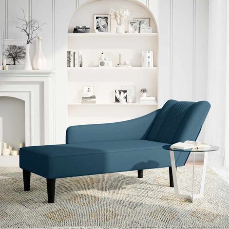 Fauteuil relax  Fauteuil long avec accoudoir droit bleu velours