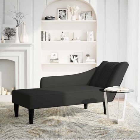 Fauteuil relax Fauteuil long avec accoudoir droit noir velours