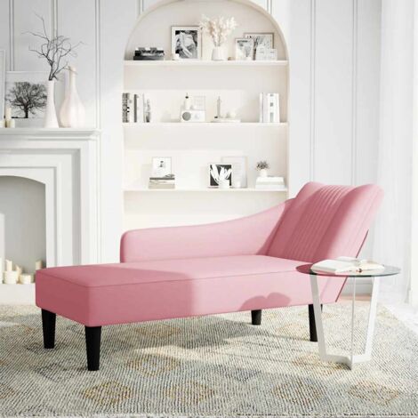 Fauteuil relax  Fauteuil long avec accoudoir droit rose velours