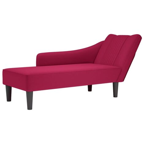 Fauteuil relax  Fauteuil long avec accoudoir droit rouge bordeaux velours