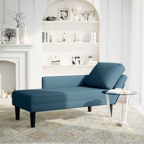 Fauteuil relax  Fauteuil long avec coussin et accoudoir droit bleu velours