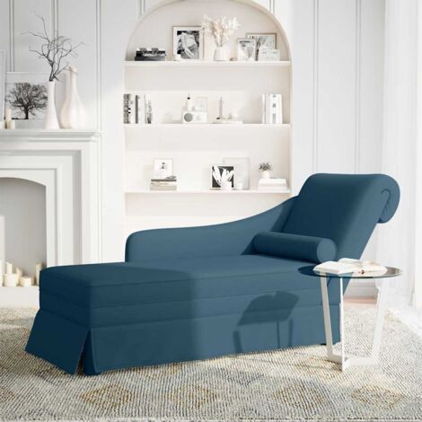 Fauteuil relax  Fauteuil long avec traversin et accoudoir droit bleu velours
