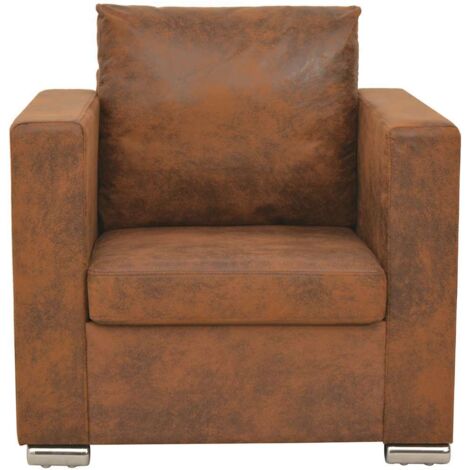 Fauteuil relax  Fauteuil marron 82 x 73 x 82 cm en similicuir suédé
