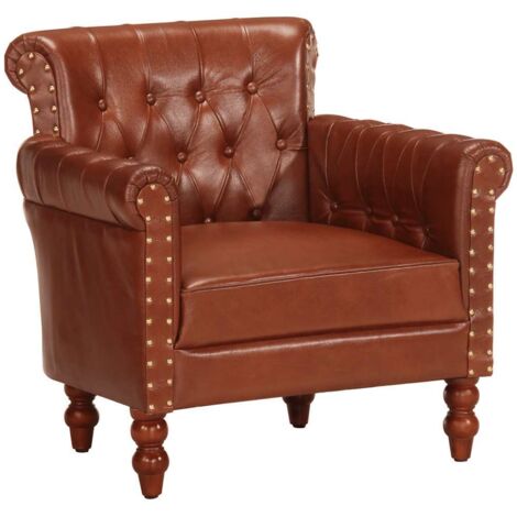 Fauteuil relax  Fauteuil Marron Cuir de chèvre véritable