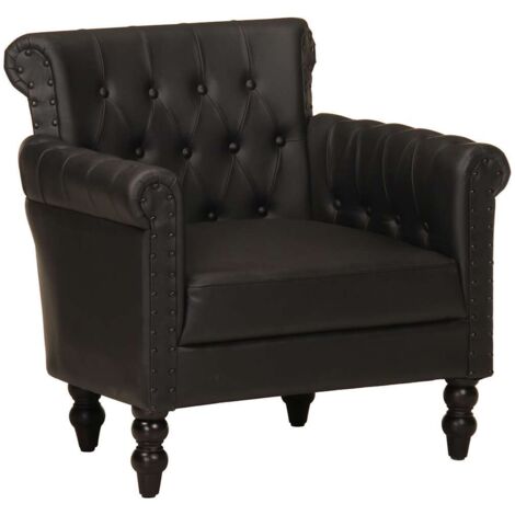 Fauteuil relax  Fauteuil Noir Cuir de chèvre véritable