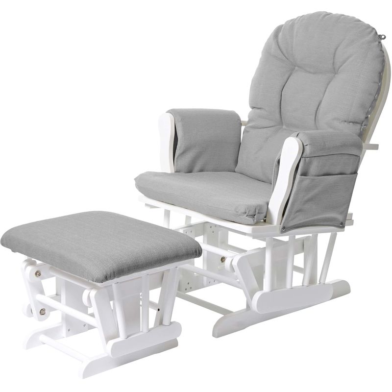 hhg - fauteuil relax 721 fauteuil a bascule, rocking-chair, tissu ~ gris clair, monture blanche