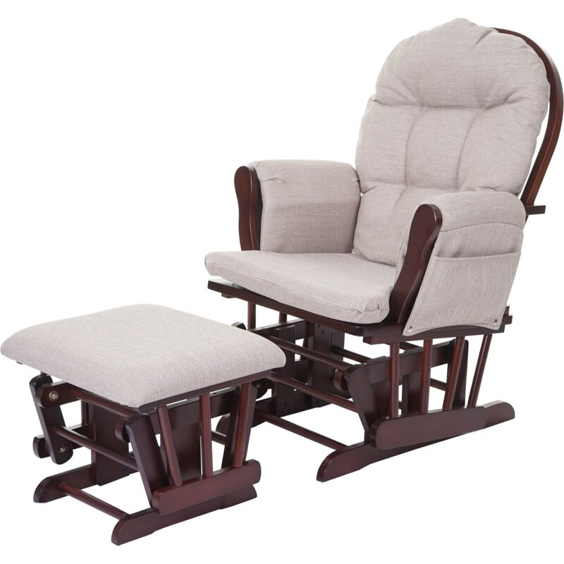 Hegele - Fauteuil à bascule HHG-721, avec repose-pied, tissu, crème-gris