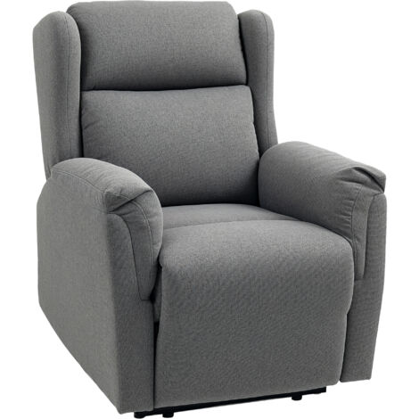 Fauteuil relax HOMCOM, fauteuil télé avec fonction inclinable, fauteuil TV à ressorts ensachés, fauteuil inclinable rembourré, fauteuil repos supportant jusqu'à 150 kg pour salon, chambre, gris foncé