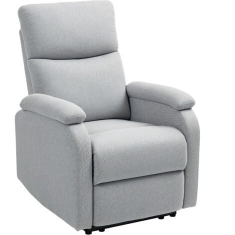 Fauteuil Relax HOMCOM, Fauteuil Télé avec Fonction Inclinable, Garni en Lin, Siège avec Ressorts Ensachés, Capacité 150 kg pour Salon, Gris