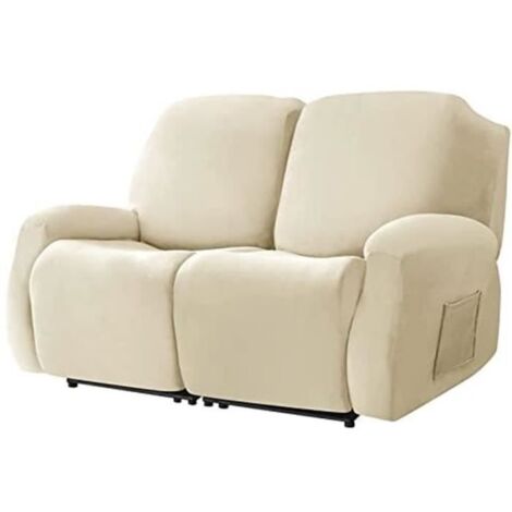 Fauteuil Relax Housse en Velours,Housse de canapé en Peluche en Velours Doux pour Fauteuil Relax (2 Places,Beige)