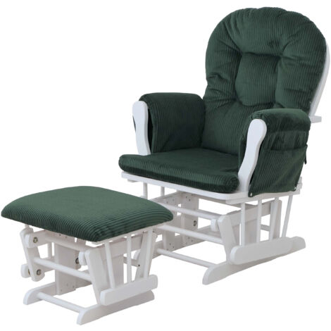 Fauteuil relax HWC-C76, fauteuilàbascule Fauteuil oscillant avec pouf Tissu Velours 320g/m