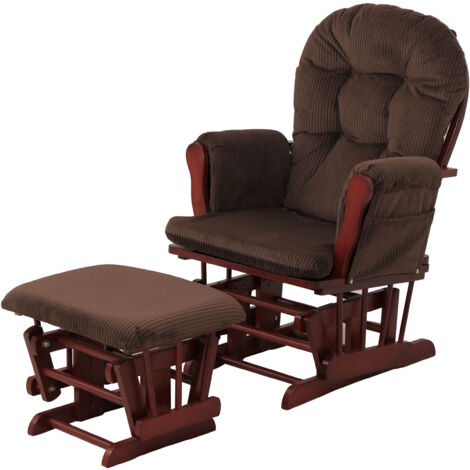 Fauteuil relax HWC-C76, fauteuilàbascule Fauteuil oscillant avec pouf Tissu Velours 320g/m