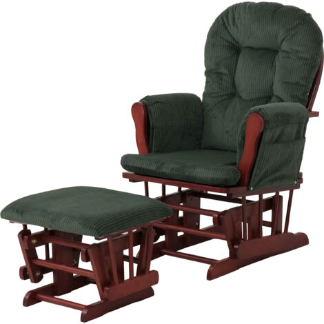 Fauteuil relax HWC-C76, fauteuilàbascule Fauteuil oscillant avec pouf Tissu Velours 320g/m
