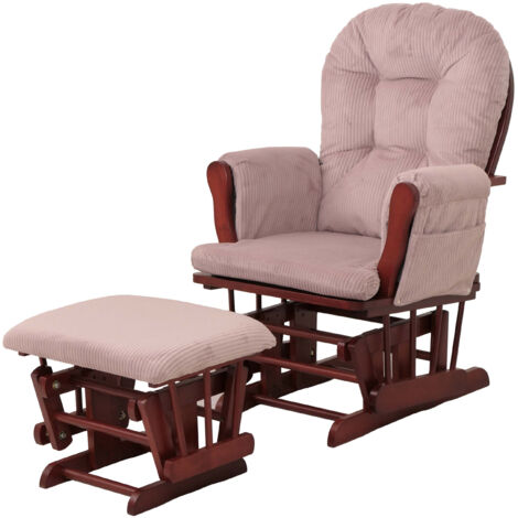 Fauteuil relax HWC-C76, fauteuilàbascule Fauteuil oscillant avec pouf Tissu Velours 320g/m