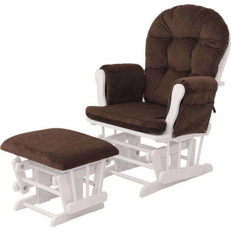 Fauteuil relax HWC-C76, fauteuilàbascule Fauteuil oscillant avec pouf Tissu Velours 320g/m