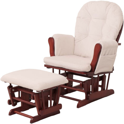 Fauteuil relax HWC-C76, fauteuilàbascule Fauteuil oscillant avec pouf Tissu Velours 320g/m
