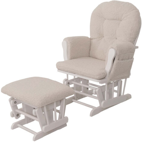 Fauteuil relax HWC-C76, fauteuilàbascule Fauteuil oscillant + pouf Tissu Bouclé 480g/m2 ék