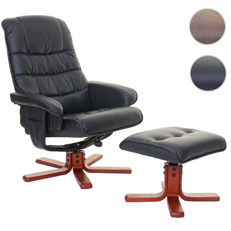 Fauteuil relax HWC-E30, fauteuil de télévision, siège tv avec tabouret - imitation de daim, marron