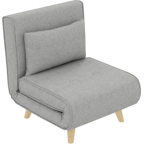 Fauteuil relax inclinable 6 positions, aspect lin, capacité 150 kg, couleur gris clair