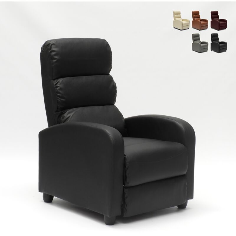 Le Roi Du Relax – Fauteuil relax inclinable similicuir noir – Rembourrage en polyuréthane – Inclinaison manuelle – Design moderne 69x91x102 cm Le Roi Du Relax – Fauteuil relax inclinable similicuir noir – Rembourrage en polyuréthane – Inclinaison manuelle – Design moderne 69x91x102 cm