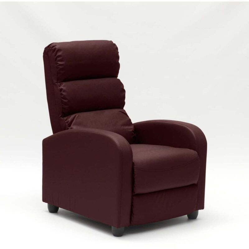 Fauteuil relax inclinable avec repose-pieds en similicuir Alice - Bordeaux Fauteuil relax inclinable avec repose-pieds en similicuir Alice - Bordeaux