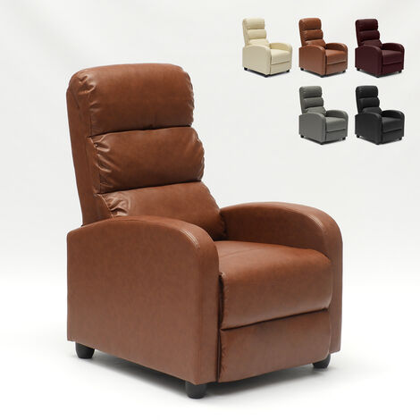 Fauteuil relax inclinable avec repose-pieds en similicuir Alice