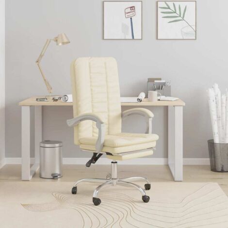Fauteuil Relax inclinable - Chaise de Bureau inclinable Crème Similicuir -BV22646