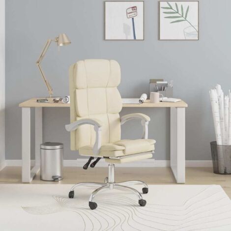 Fauteuil Relax inclinable - Chaise de Bureau inclinable Crème Similicuir -BV35096