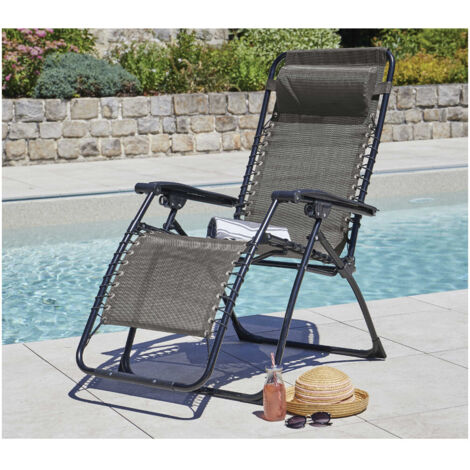 Fauteuil relax inclinable de jardin Taupe 65x88 cm