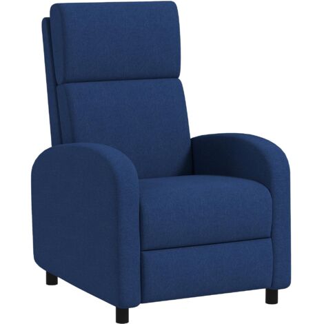 Fauteuil relax inclinable manuellement à 160° avec repose-pieds en tissu, bleu