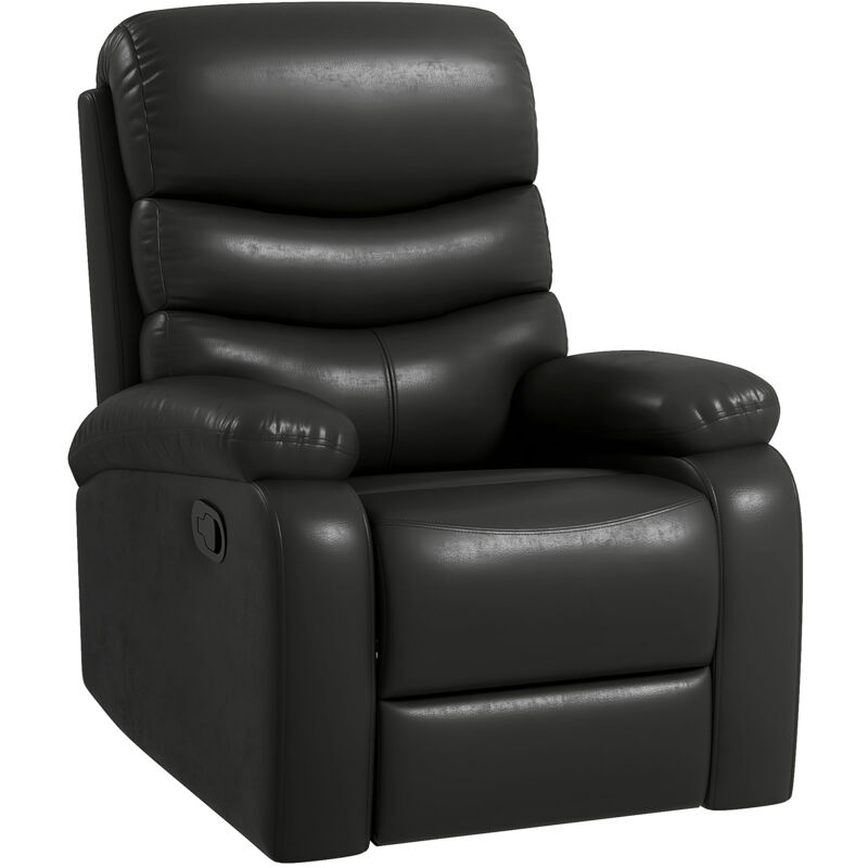 Homcom - Fauteuil relax inclinable réglable repose-pied intégré revêtement synthétique noir