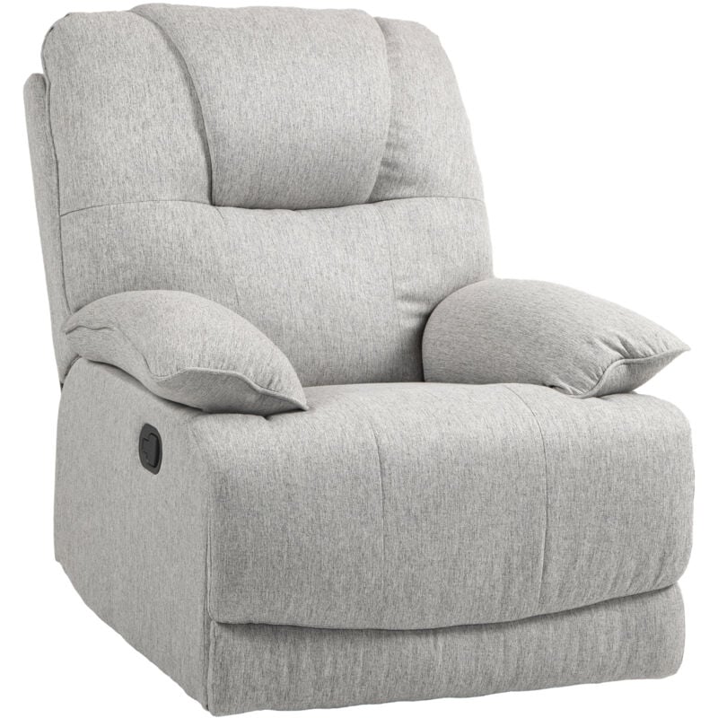 Homcom - Fauteuil relax inclinable réglable repose-pied intégré tissu toucher lin gris clair