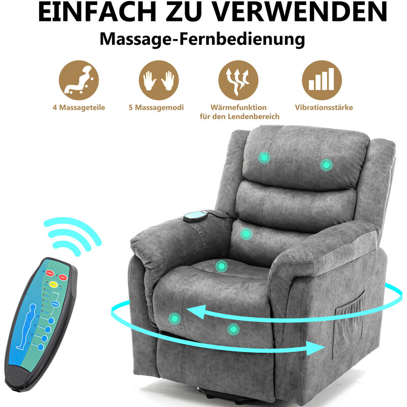 L&h-cfcahl - Fauteuil relax électrique avec chauffage et vibration, mécanisme de relaxation sportif durable et sûr - canapé en tissu antidérapant,