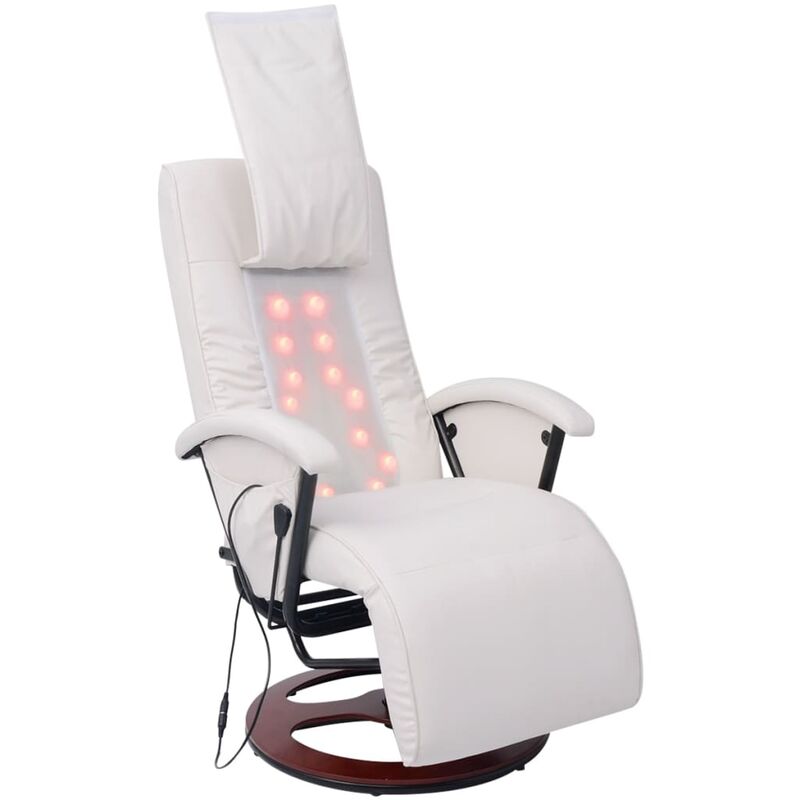 Kalisse - Fauteuil Relax électrique - Moderne - Moderne Fauteuil de massage shiatsu Blanc Similicuir,65x100x104 cm