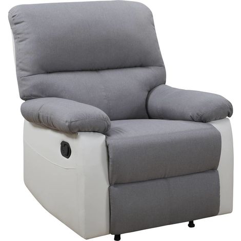 HABITAT ET JARDIN Fauteuil relax "Lincoln" - 90 x 89 x 103 cm - Blanc/Gris clair